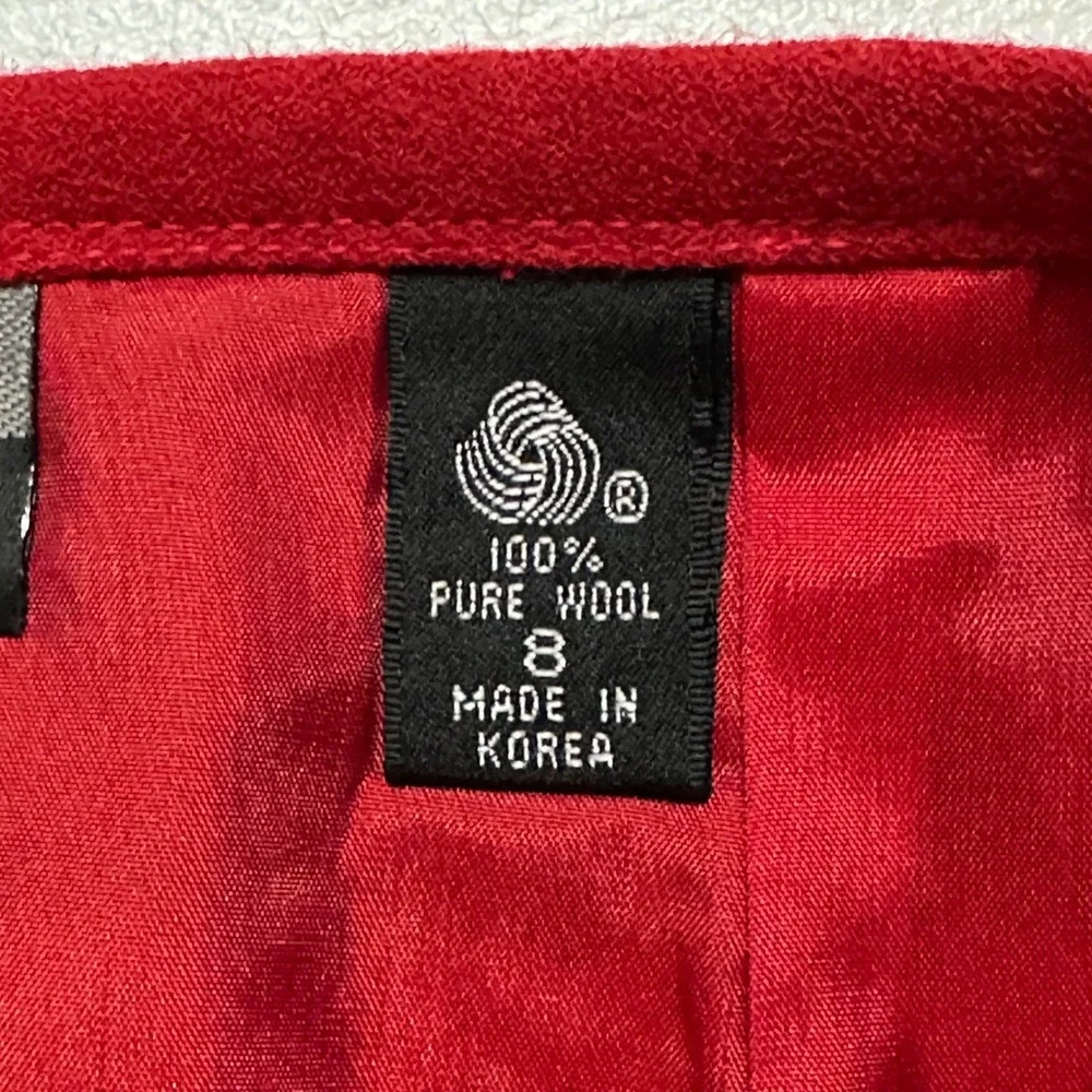 Linda Allard Ellen Tracy Pencil Skirt 100% Pure Wool Classic Red Minimalist Sz 8
